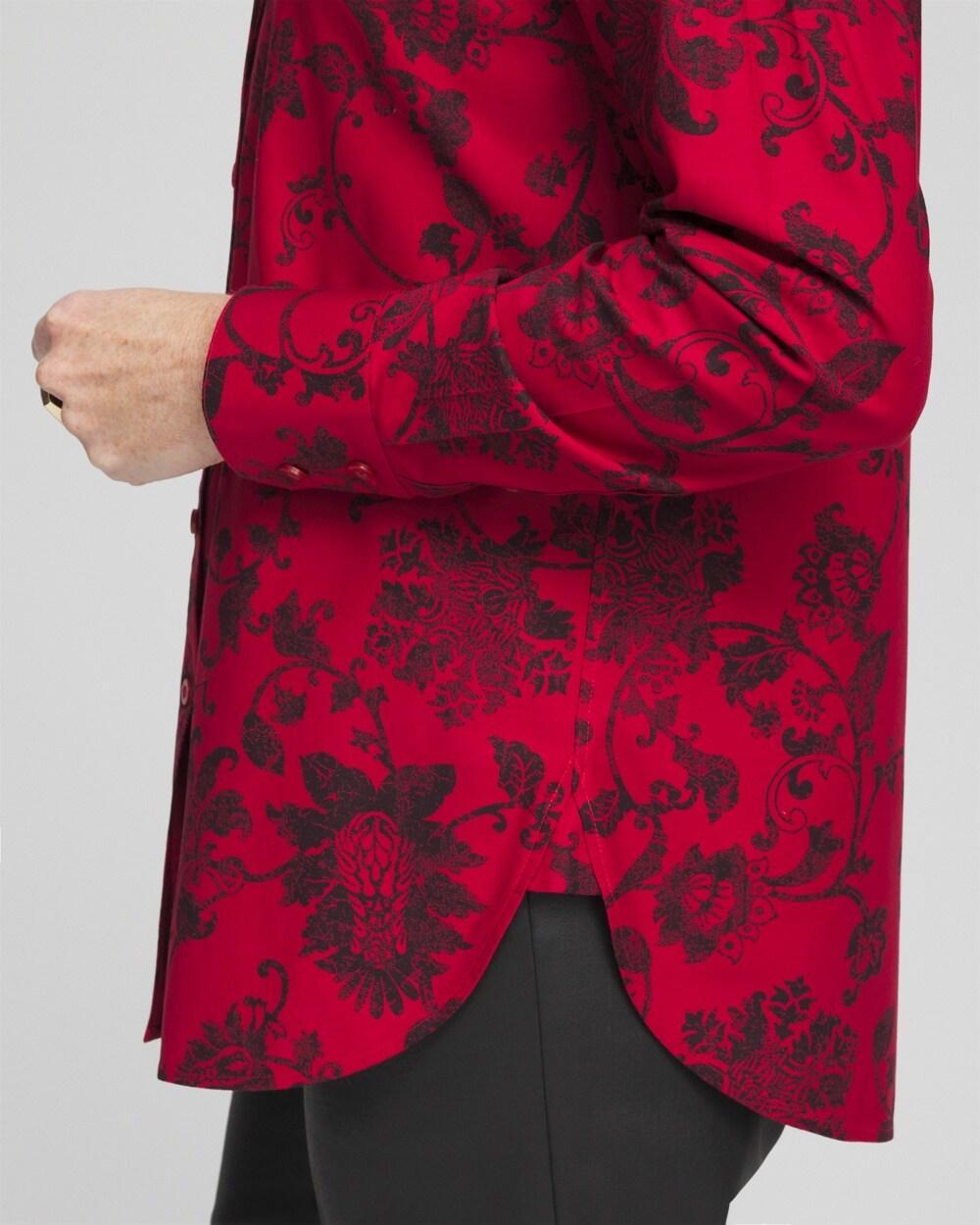 No Iron™ Red & Black Floral Shirt Product Image