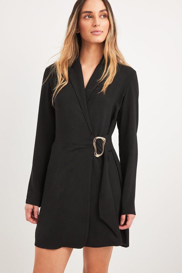 Structured Overlap Buckle Detail Wrap Dress Product Image