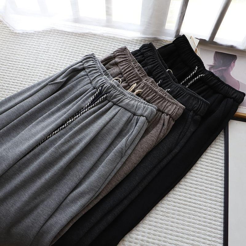 High Rise Plain Wide Leg Pants Product Image