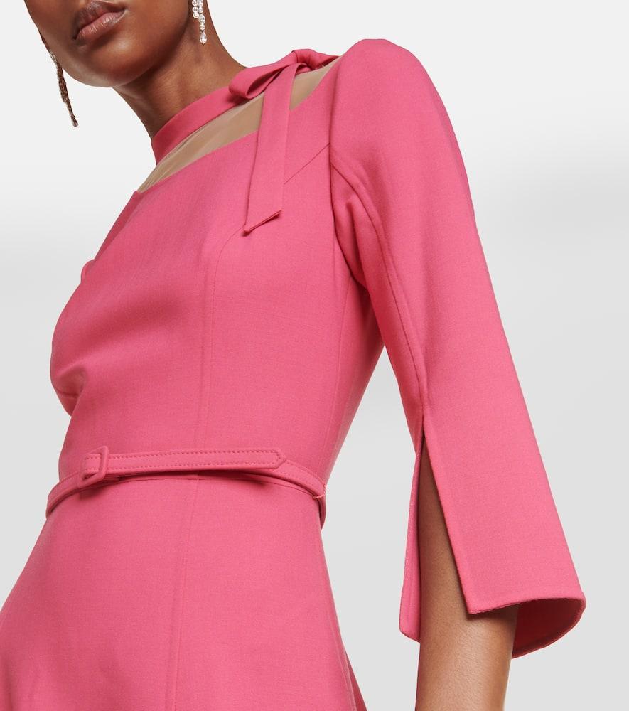 OSCAR DE LA RENTA Split-sleeve Wool-blend Minidress In Pink Product Image