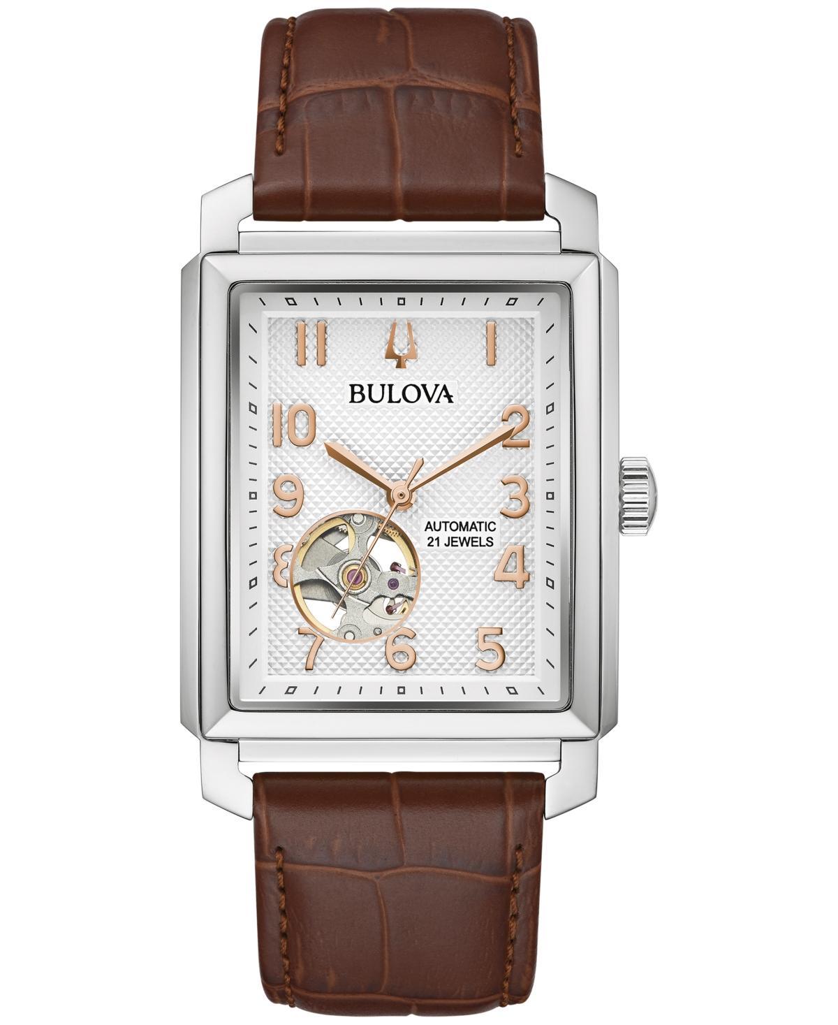 BULOVA Sutton Automatic Leather Strap Watch, 33mm Product Image