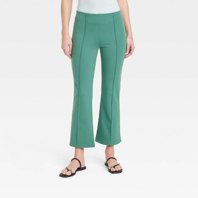 Womens High-Rise Slim Fit Cropped Kick Flare Pull-On Pants - A New Day Teal XS Product Image