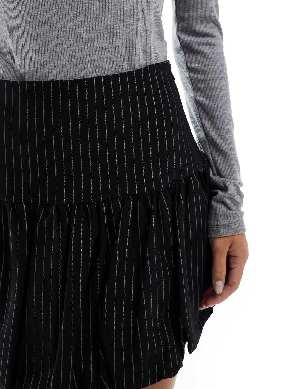 ASOS DESIGN bubble hem mini skirt in pinstripe Product Image