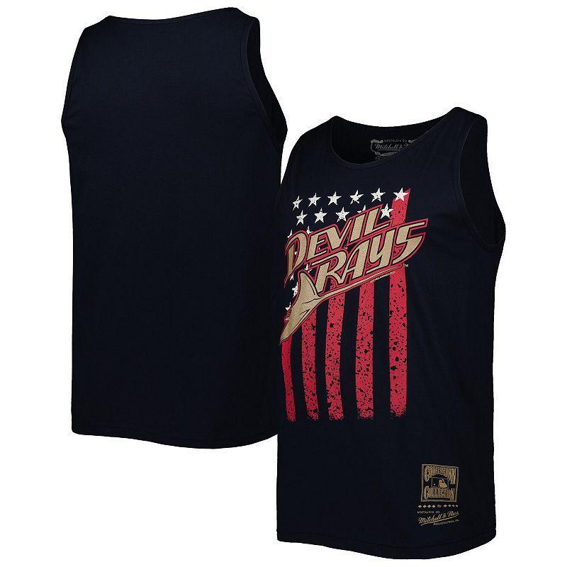 Mens Mitchell & Ness Tampa Bay Rays Cooperstown Collection Stars and Stripes Tank Top Blue Product Image