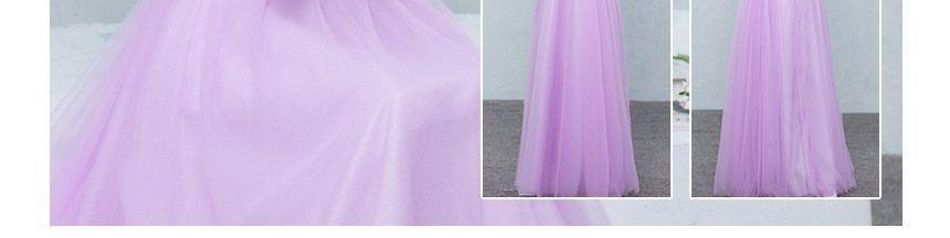 Elbow-Sleeve Mesh Panel Maxi A-Line Bridesmaid Dress Product Image