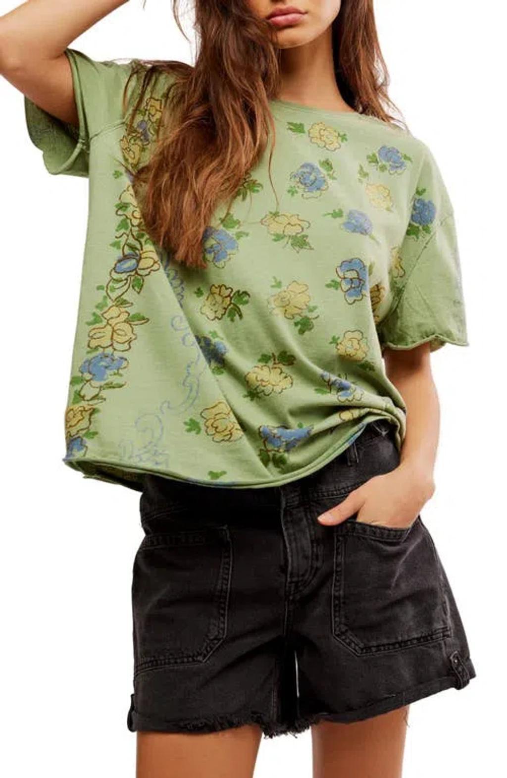 Bohème Oversize Floral Cotton T-shirt In Green Combo Product Image