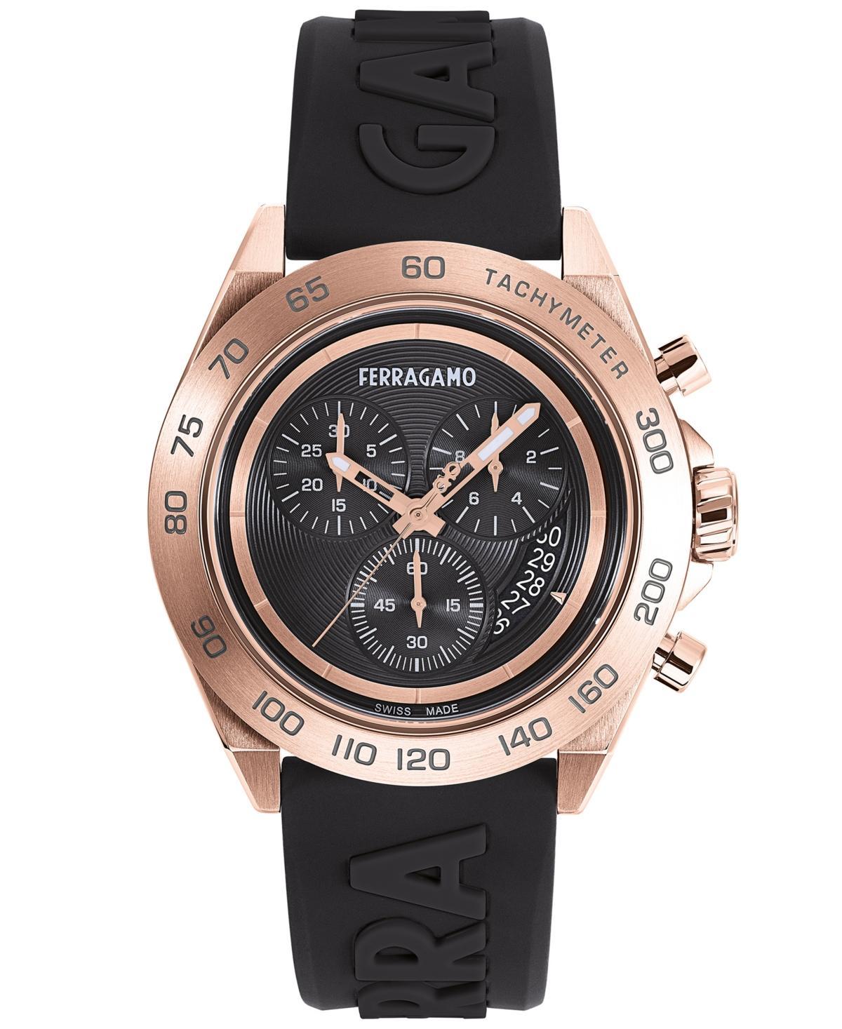 FERRAGAMO Chronograph Silicone Strap Watch, 43mm Product Image