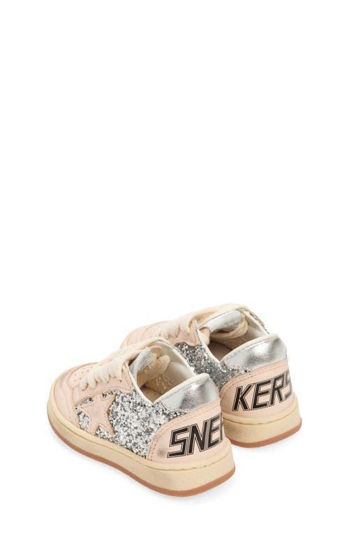 GOLDEN GOOSE Ballstar Glitter Upper Nappa Toe Star And Spur Laminated In Silver Product Image