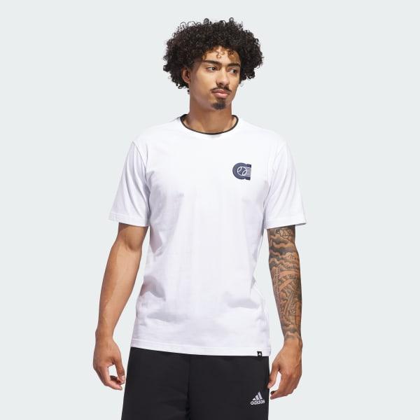 adidas Summer Prep Graphic Tee White M Mens Product Image