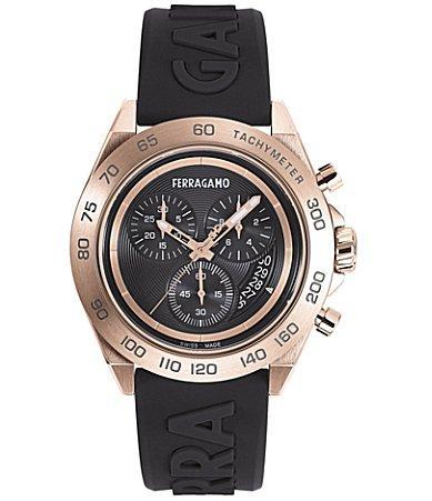 FERRAGAMO Chronograph Silicone Strap Watch, 43mm Product Image