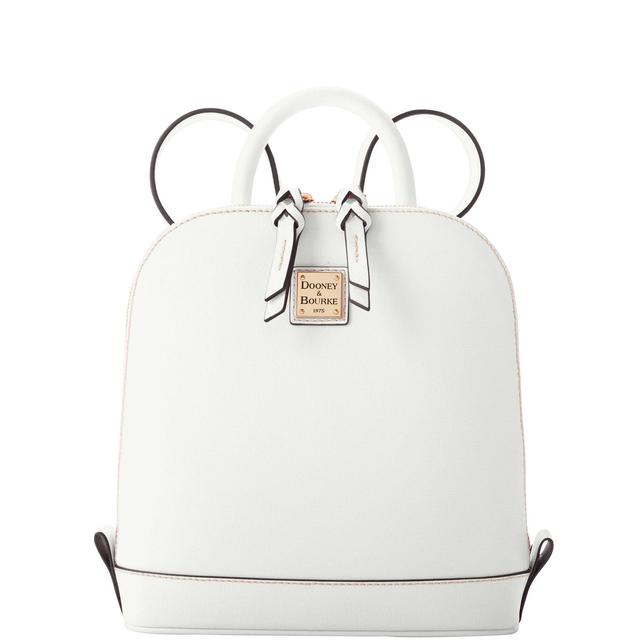 Dooney & Bourke Womens Saffiano Small Zip Pod Leather Backpack in Off White Product Image