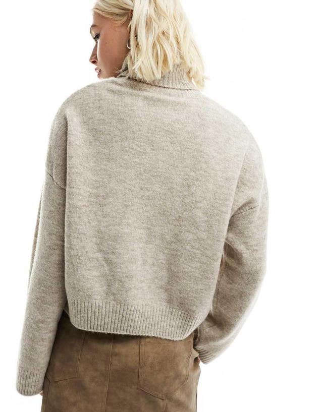 Monki turtle neck knit sweater in natural Product Image