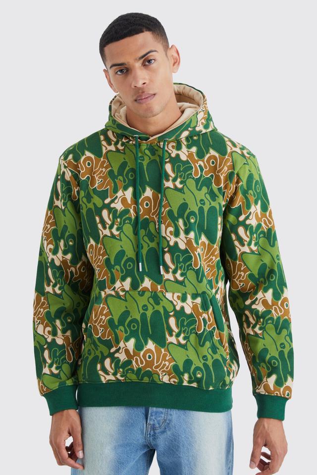 Man Camo All Over Print Hoodie | boohooMAN USA Product Image