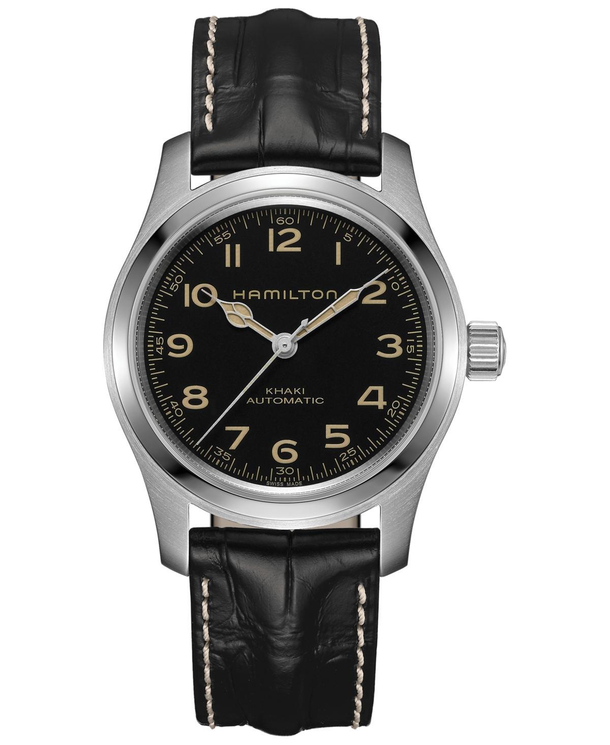 Hamilton Mens Khaki Field Murph Automatic Black Leather Strap Watch Product Image