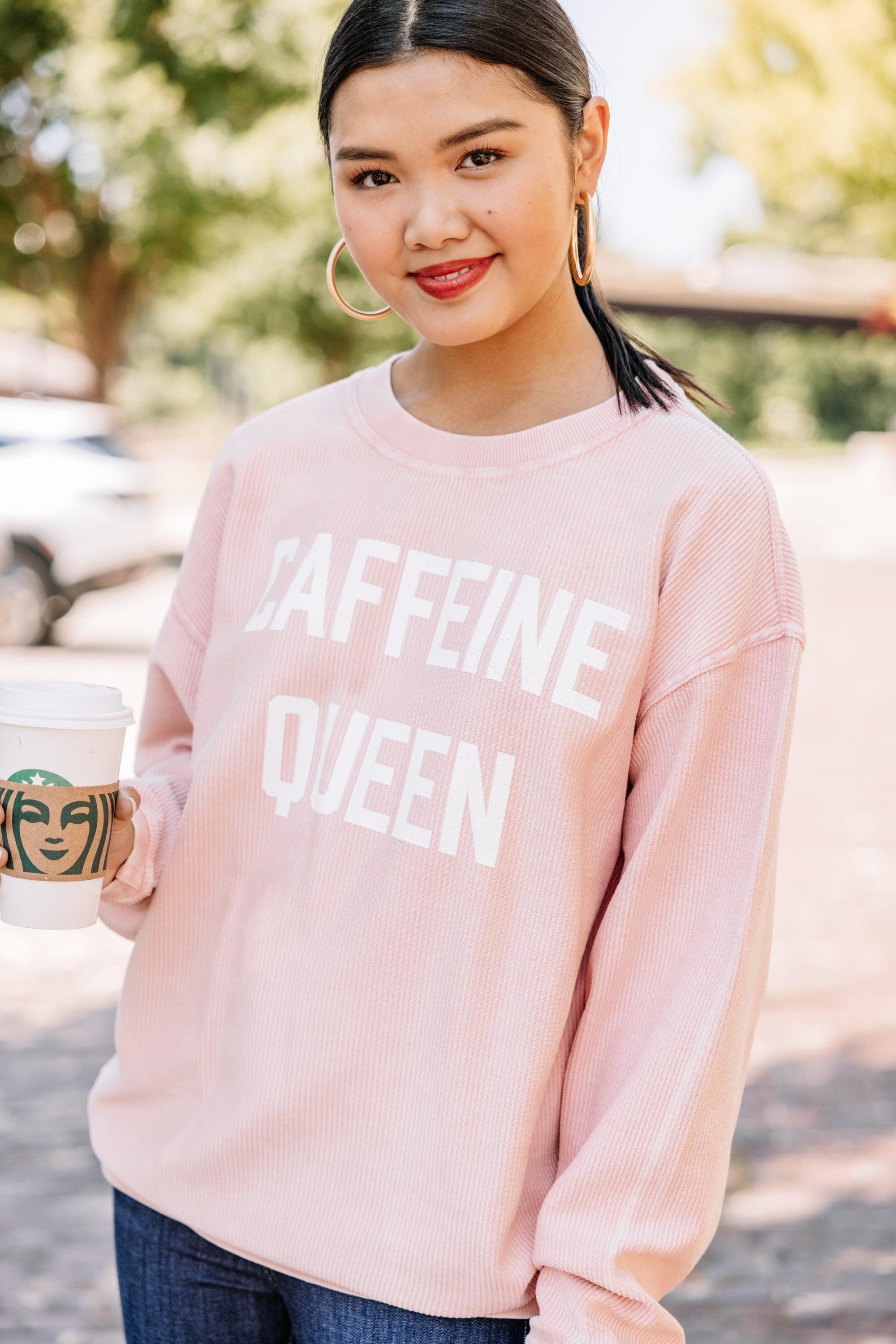 Caffeine Queen Blush Pink Corded Graphic Sweatshirt Female Product Image