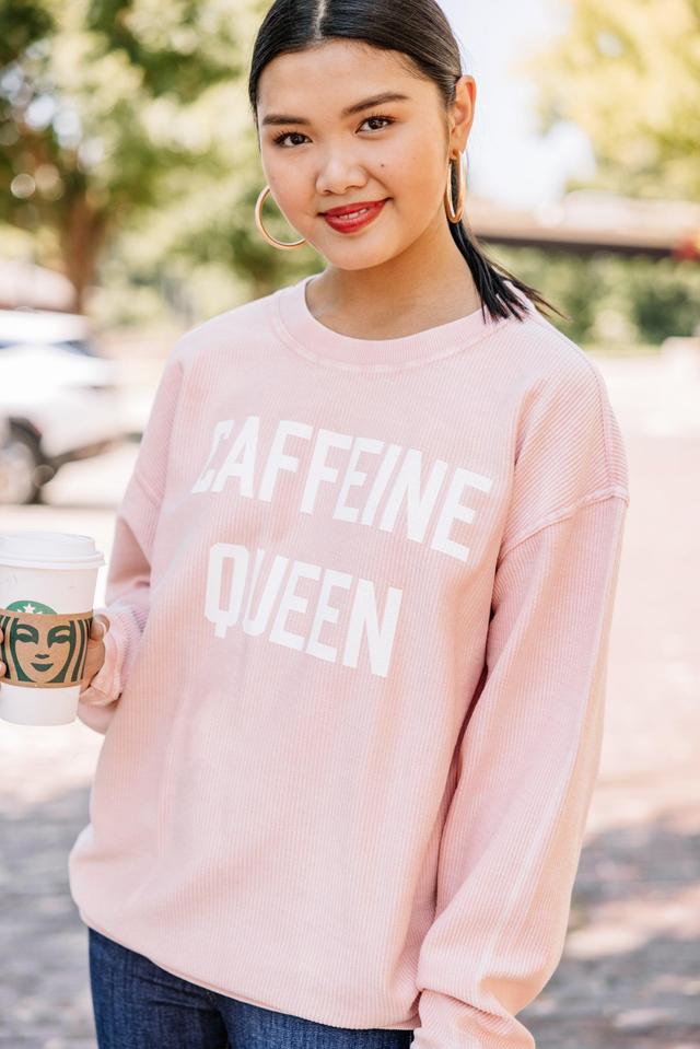 Caffeine Queen Blush Pink Corded Graphic Sweatshirt Female Product Image