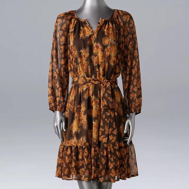 Womens Simply Vera Vera Wang Short Print Mix Dress Product Image