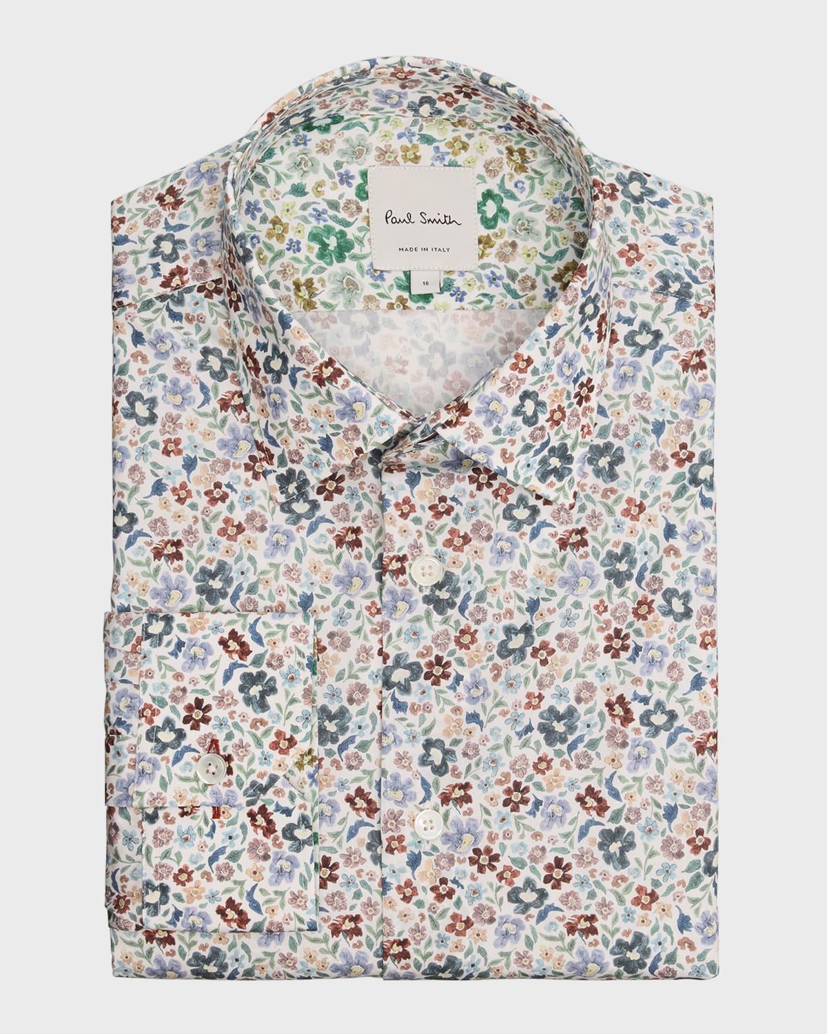 Mens Organic Cotton Floral Dress Shirt Product Image