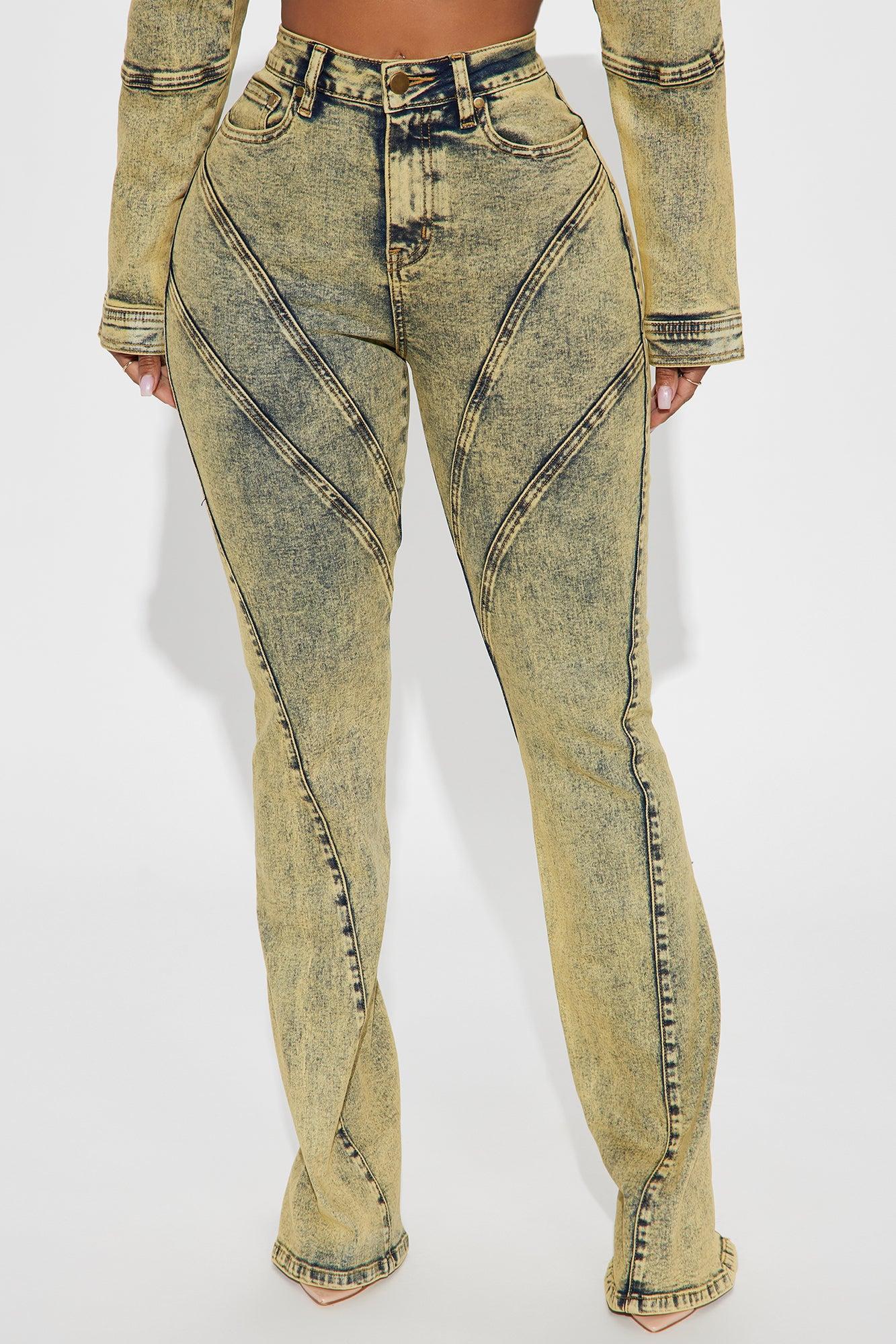 Along For The Ride Stretch Bootcut Jeans - Yellow product image