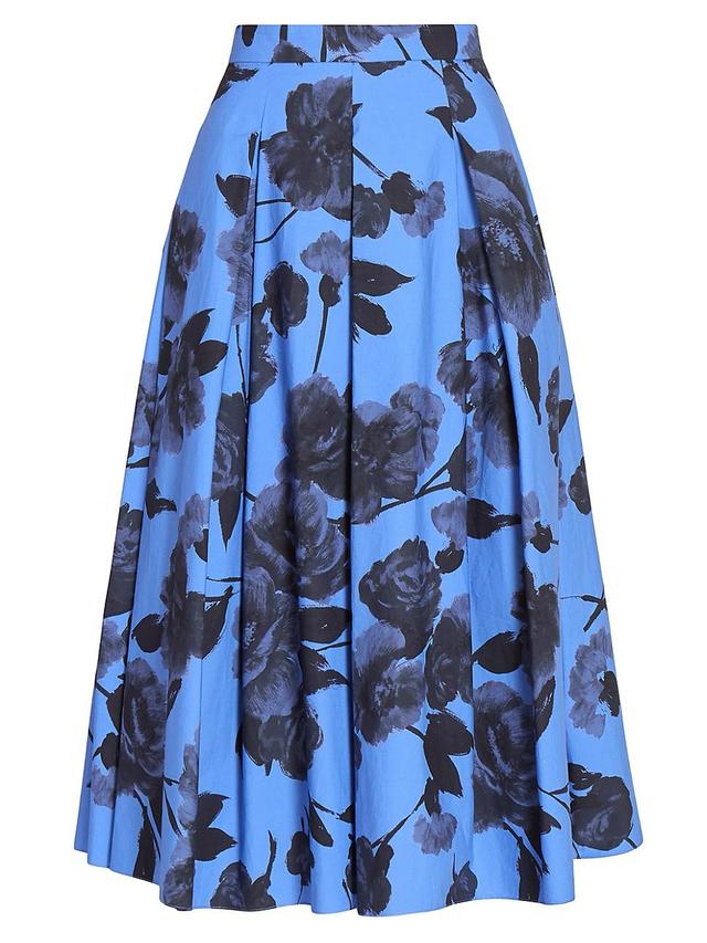 Womens Floral Cotton Midi-Skirt Product Image