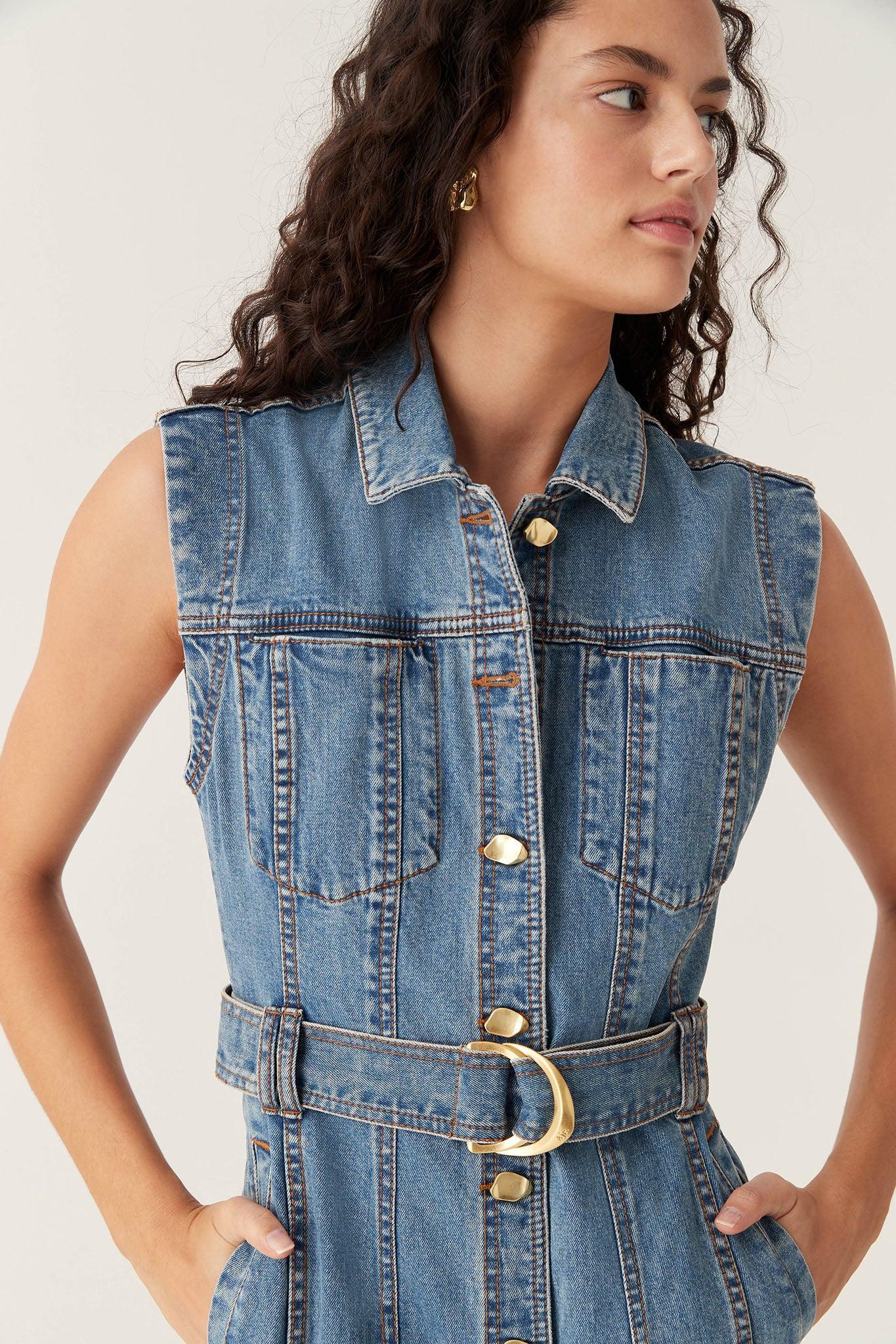 Darcie Denim Midi Dress Product Image