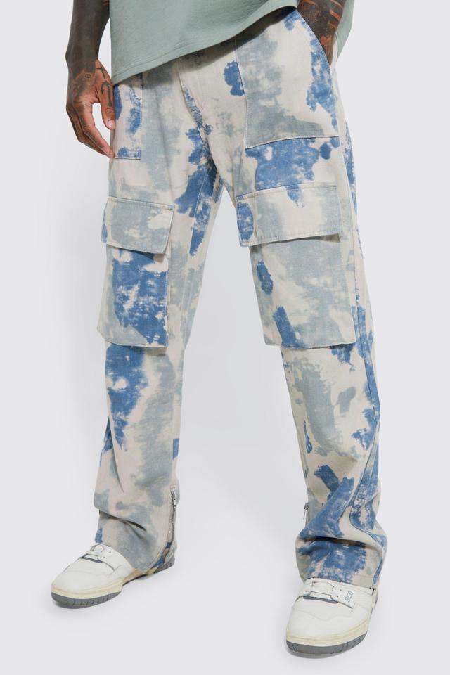 Fixed Relaxed Stacked Camo Cargo Pants | boohooMAN USA Product Image