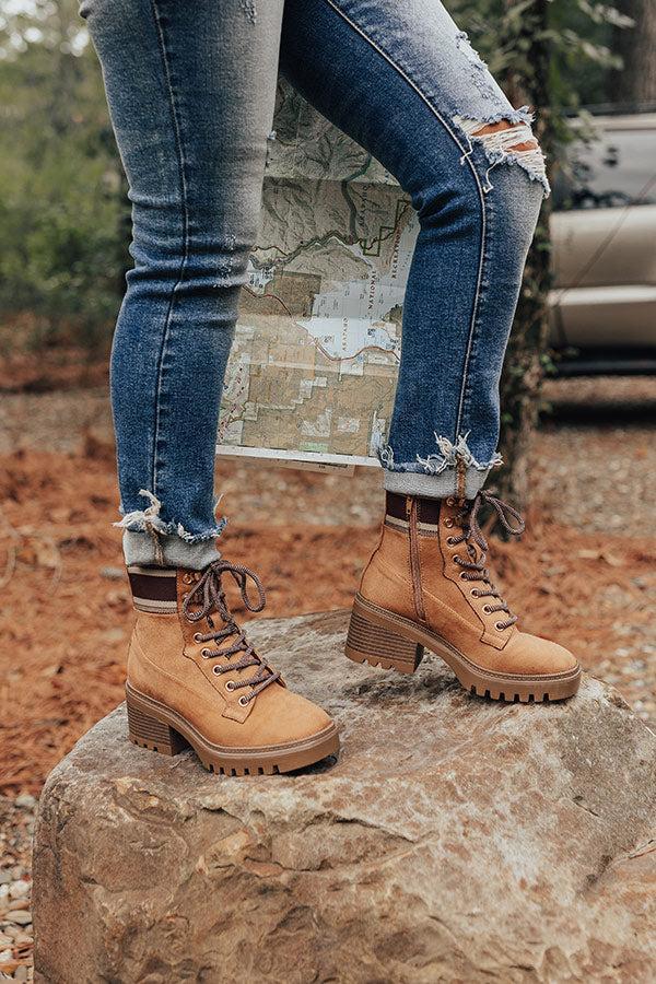 The Athena Faux Suede Combat Boot Product Image