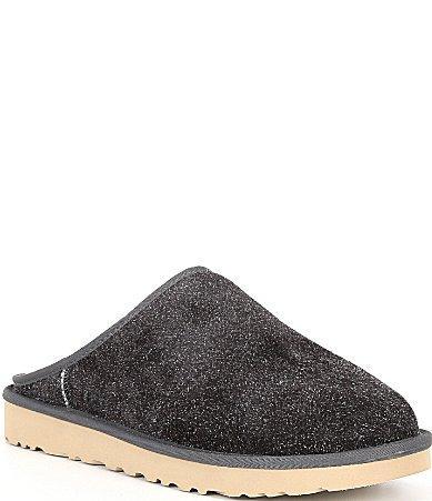 Mens UGG® Classic Slip-On Shaggy Suede Slipper - Dark Grey Product Image