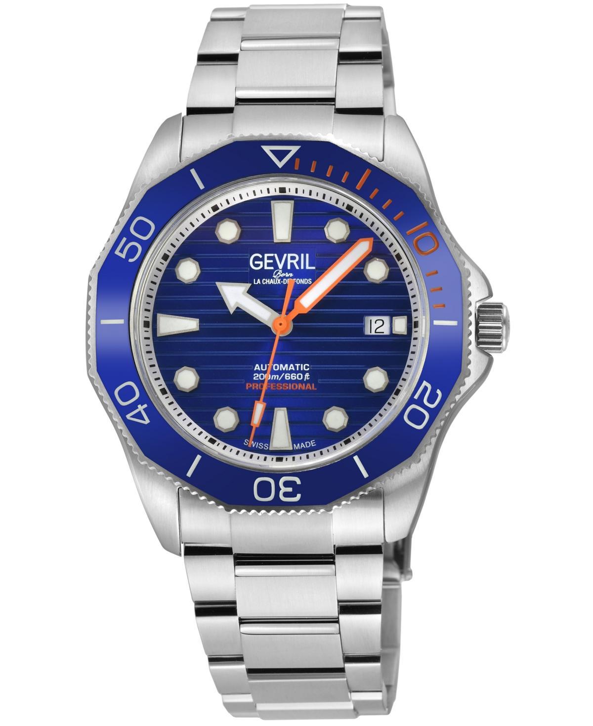 Gevril Mens Pier 90 Silver-Tone Stainless Steel Watch 42mm - Silver Product Image