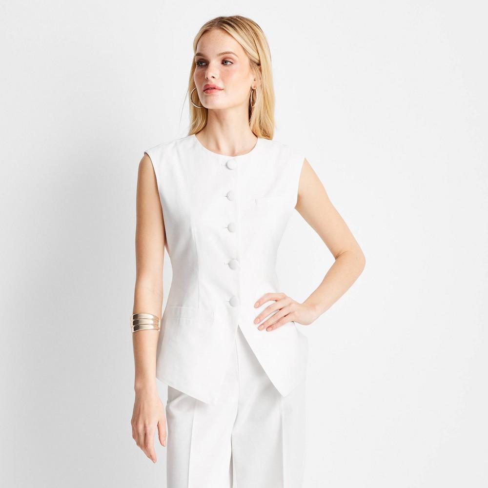 Womens Sleeveless Button-Front Waistcoat - Future Collective with Jenee Naylor White 00 Product Image