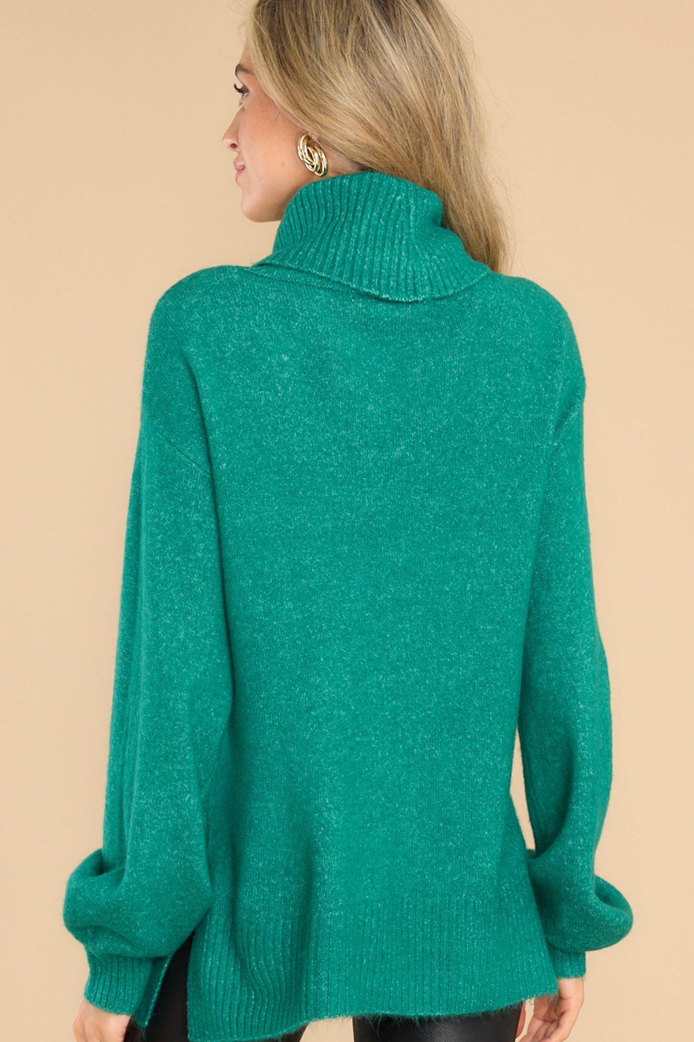 Livin' Life Bright Emerald Green Turtleneck Sweater Product Image