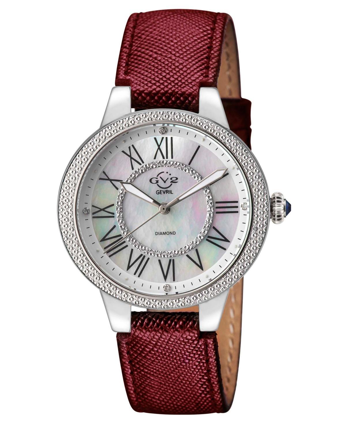 GV2 By Gevril Womens Astor Ii Maroon Leather Watch 38mm Product Image