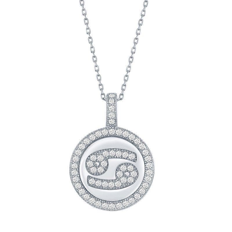 Sterling Silver Cubic Zirconia Zodiac Symbol Necklace, Womens Gemini Product Image