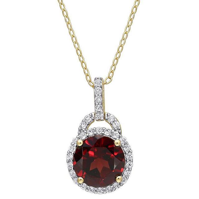 Stella Grace 18k Gold Over Silver Garnet & White Topaz Drop Pendant Necklace, Womens Gold Tone Product Image