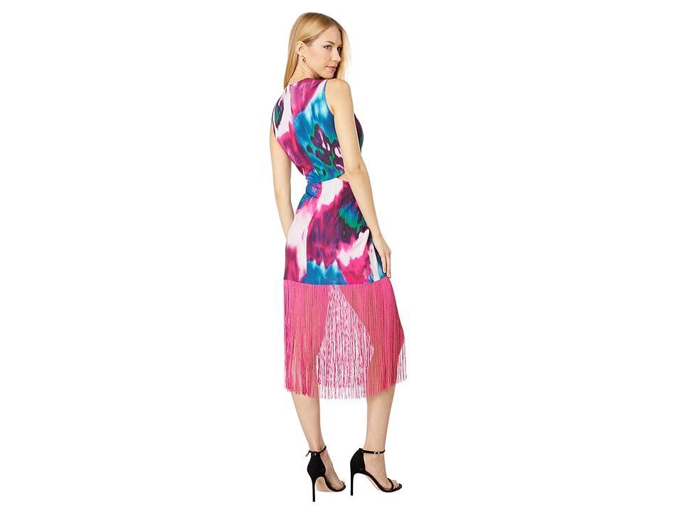 ONE33 Social Pleated Front Fringe Dress (Fuchsia ) Women's Clothing Product Image