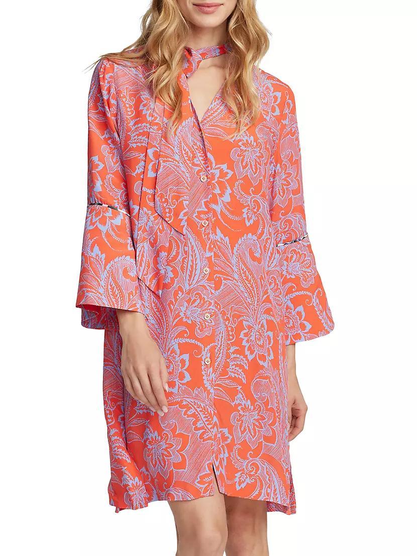 Brenna Paisley Tie-Neck Dress Product Image