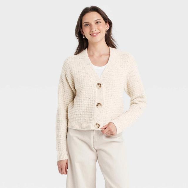 Womens Cozy Knit Button-Down Cardigan - Universal Thread Cream Product Image