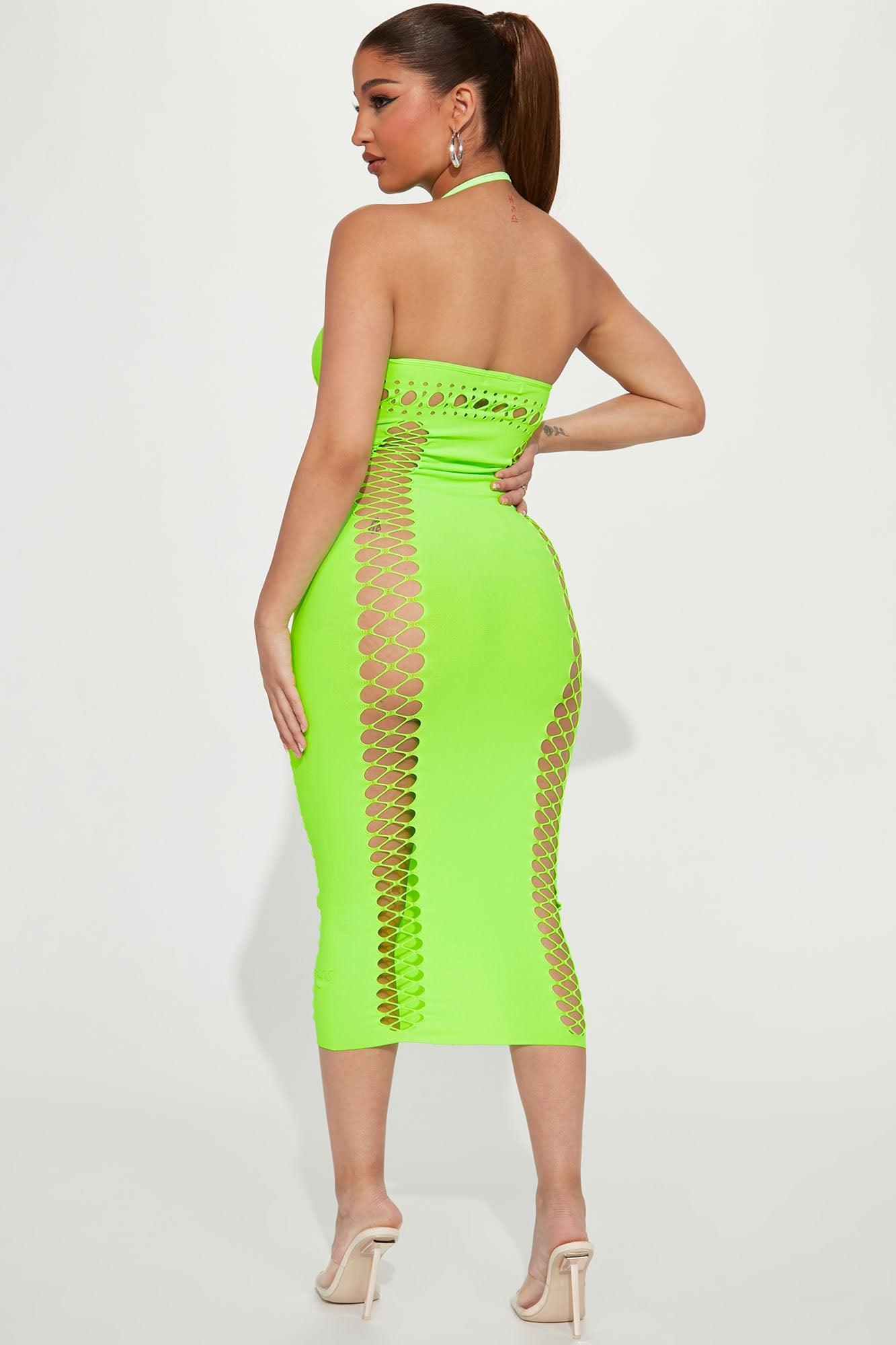 Hottest In The Room Seamless Midi Dress - Lime Product Image