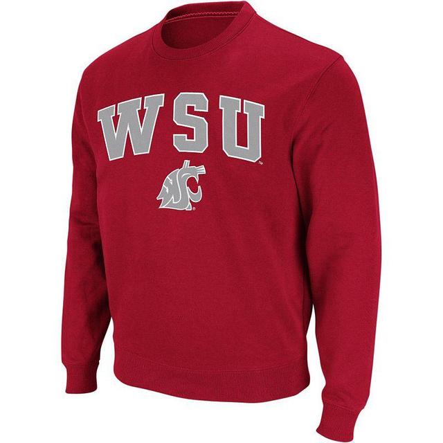 Mens Colosseum Crimson Washington State Cougars Arch & Logo Crew Neck Sweatshirt Product Image