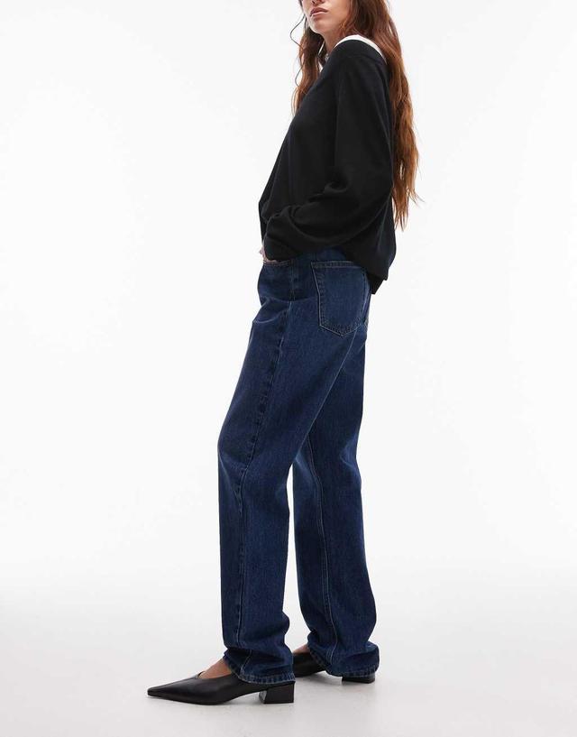 Topshop straight Kort jeans in rich blue  Product Image