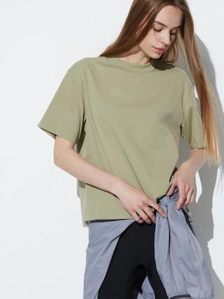 Womens Airism Cotton Short-Sleeve T-Shirt Green XL UNIQLO US Product Image