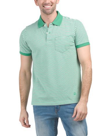 Cotton Pique Feeder Stripe Polo For Men Product Image