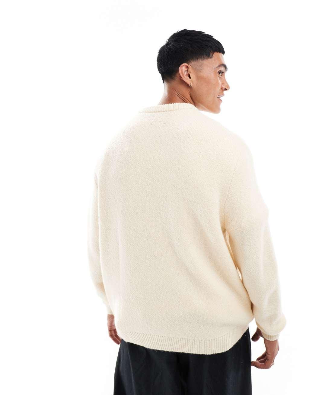 ASOS DESIGN oversized brushed knit sweater in oatmeal Product Image