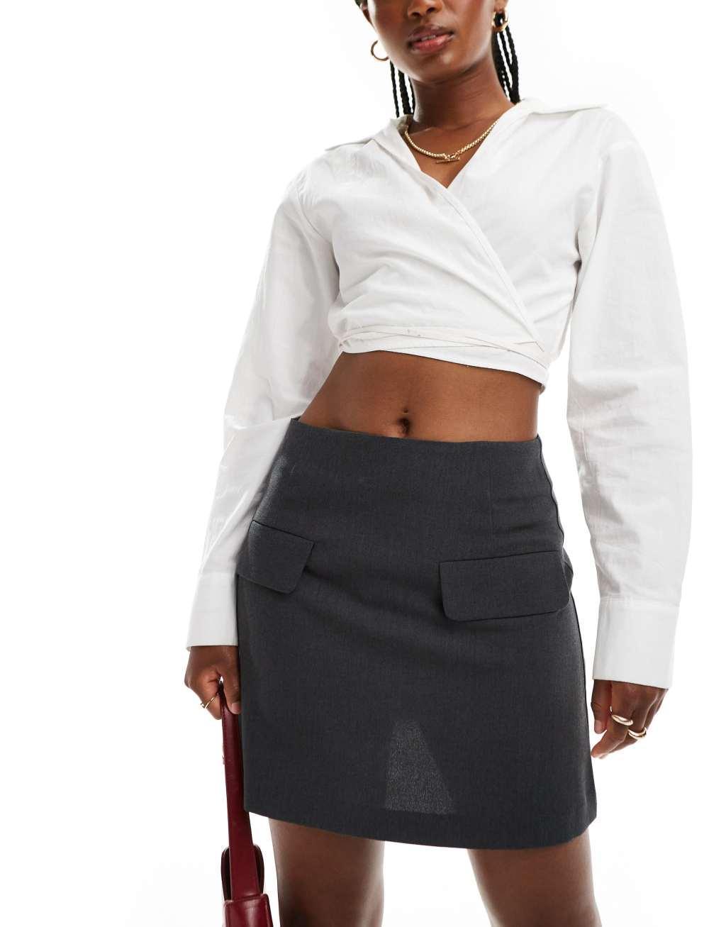 ASOS DESIGN tailored pocket detail mini skirt Product Image