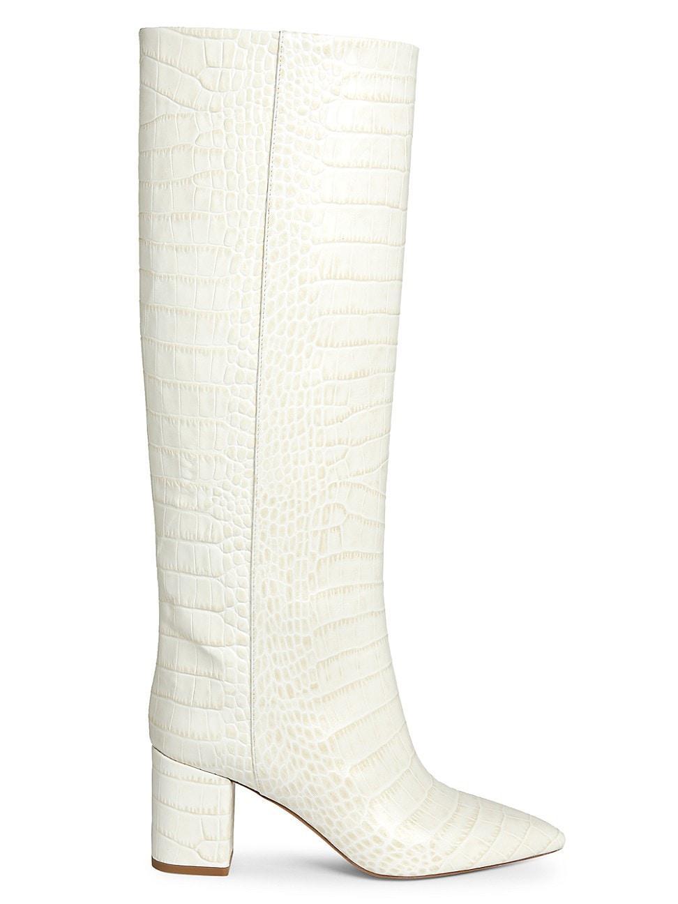 Womens Anja 70MM Crocodile-Embossed Leather Knee-High Boots Product Image