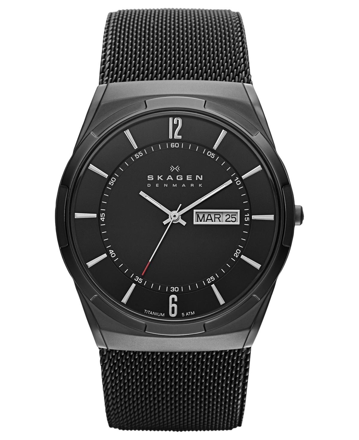 Skagen Mens Melbye Black Titanium Mesh Bracelet Watch 40mm SKW6006 Product Image