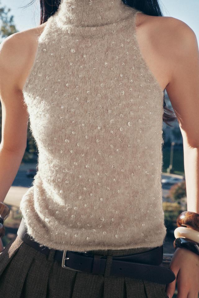 BEADED KNIT TOP Product Image