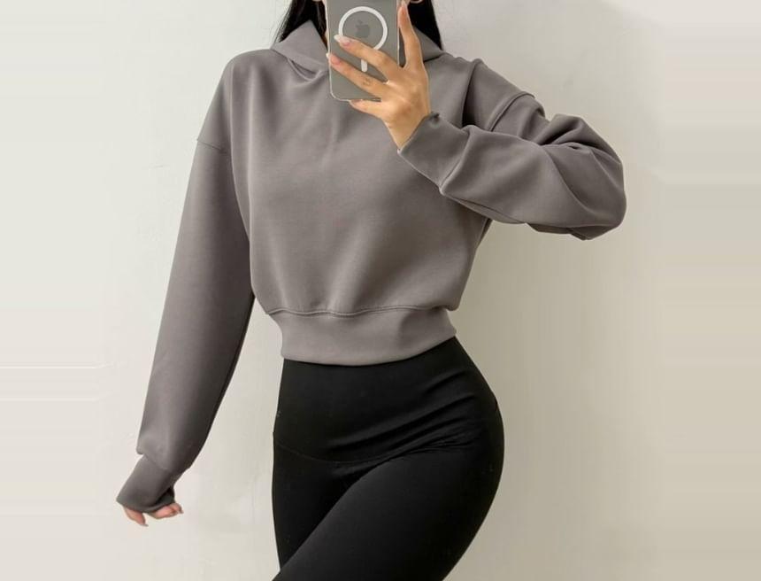 Drop Shoulder  Plain Cropped Hoodie product image