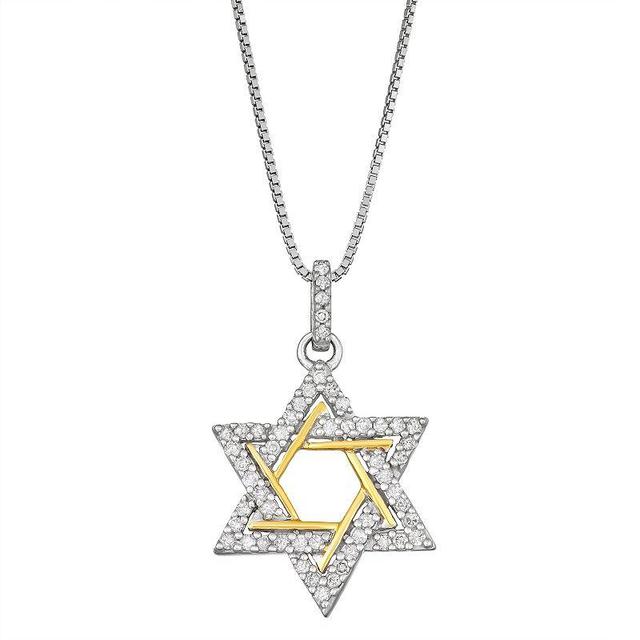 10k Gold Over Silver 1/4 Carat T.W. Diamond Star Pendant Necklace, Womens Gold Tone Product Image