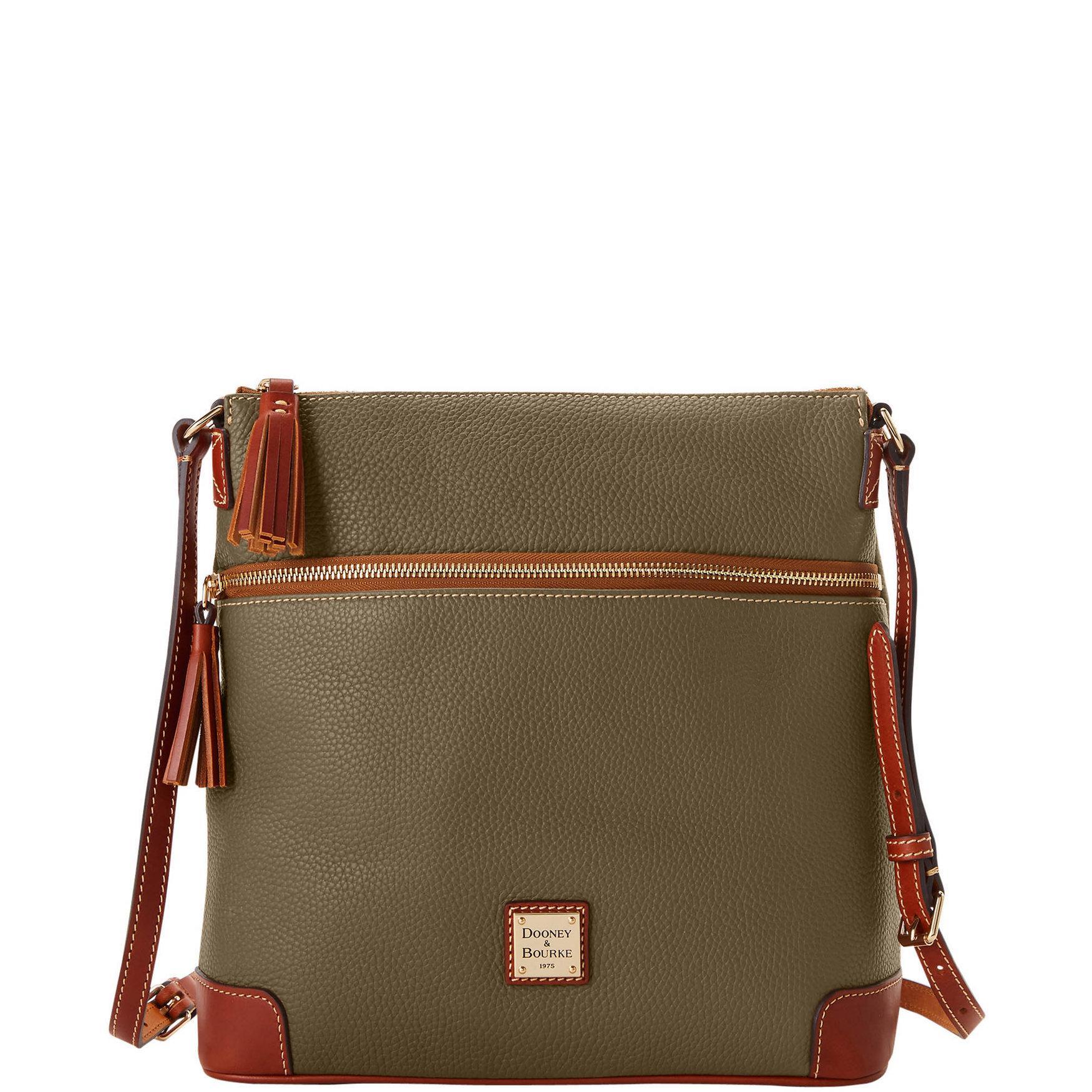 Dooney & Bourke Womens Pebble Grain Large Tassel Crossbody Leather Shoulder Bag in Olive Product Image